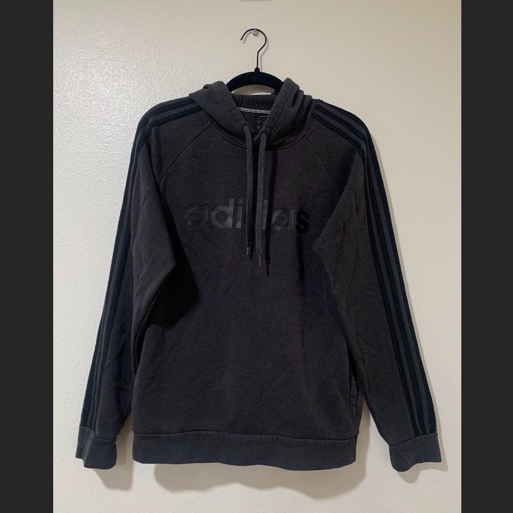 Adidas pull over hoodie in charcoal black.
